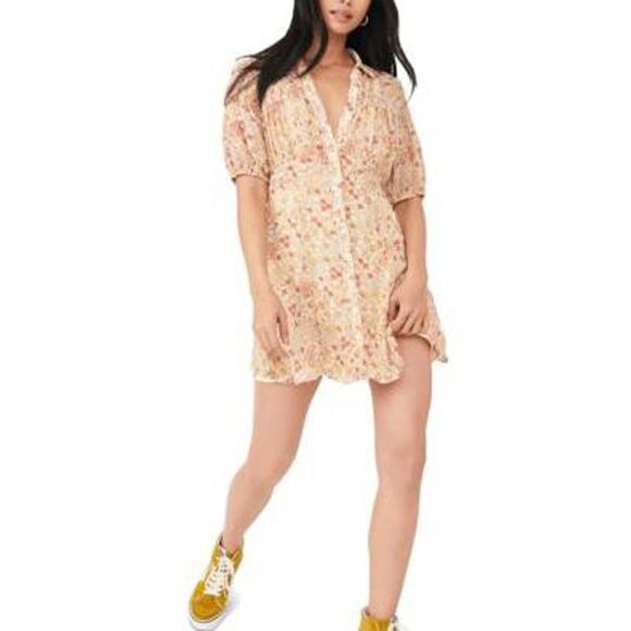 Free People Bonnie Mini Dress In Tea Combo - XS - Picture 2 of 3